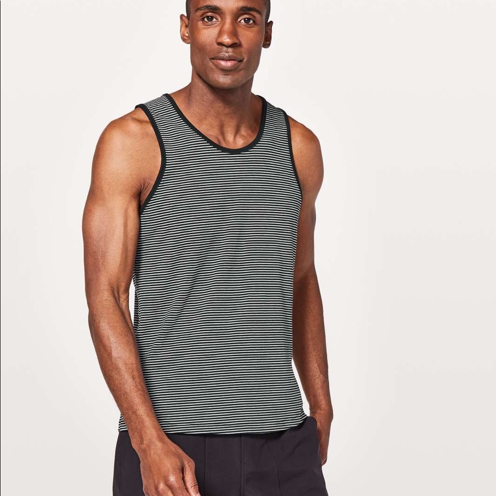Men’s lululemon 5 year basic tank blk/grey stripe
